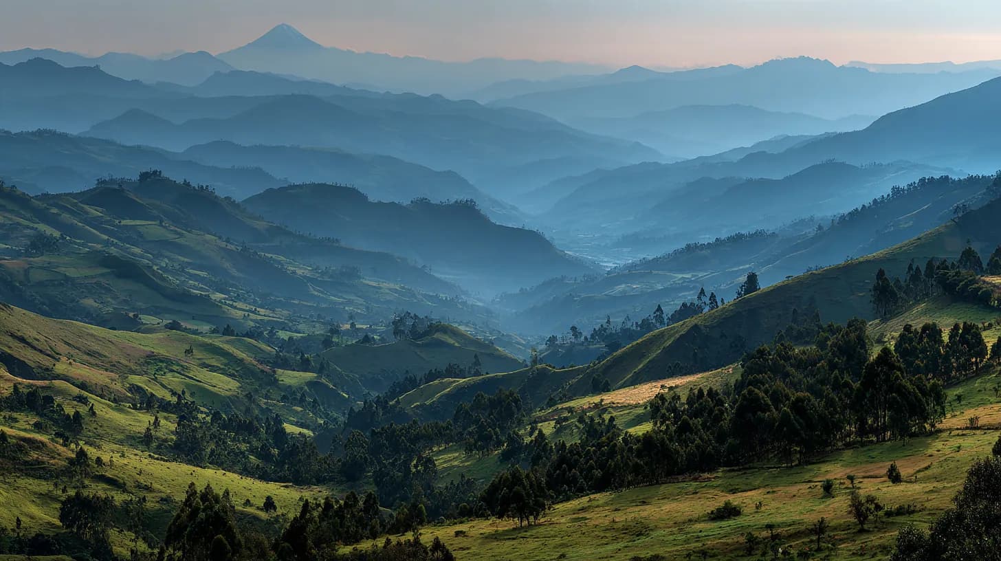 Ridge after ridge of the southern Ecuadorian Andes at first light
